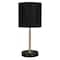 15.5" Gold & Black Metal Table Lamp with Black Fabric Shade by Ashland®